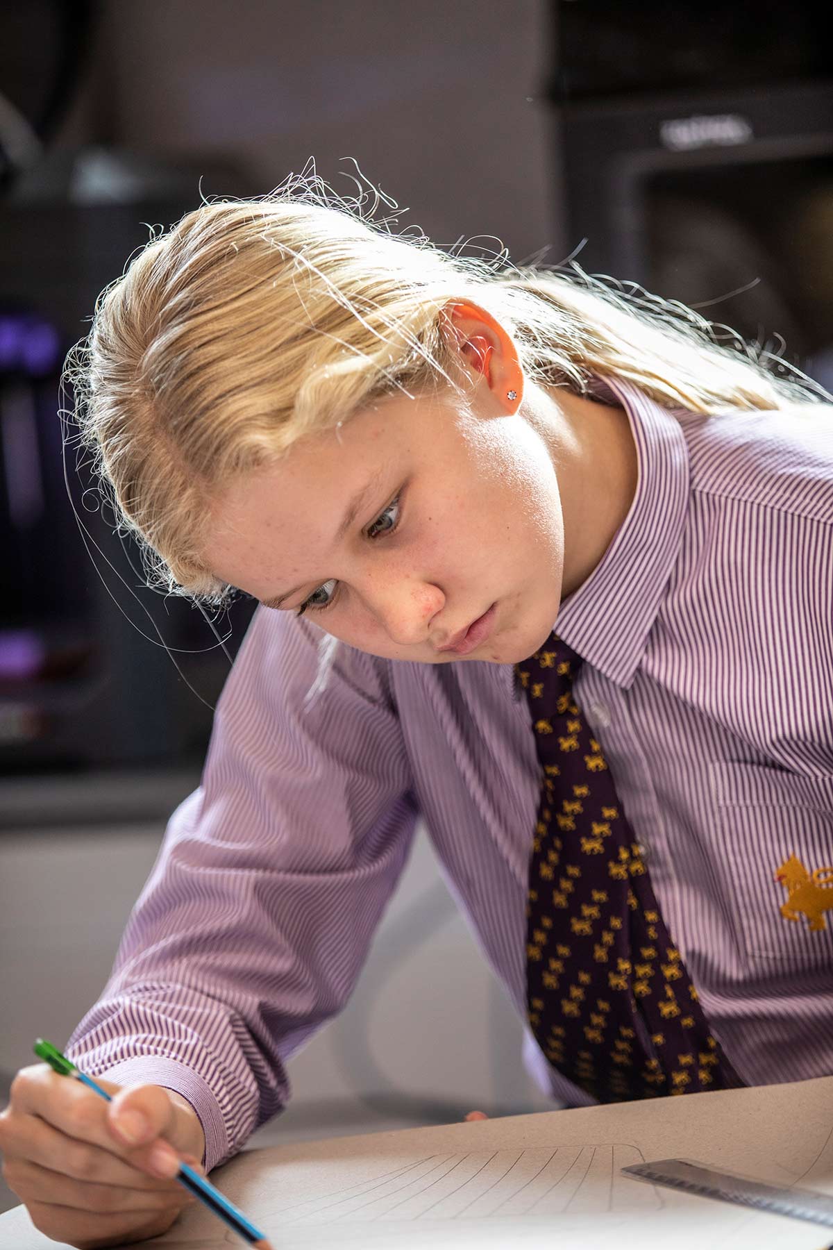 Student studying at a desk