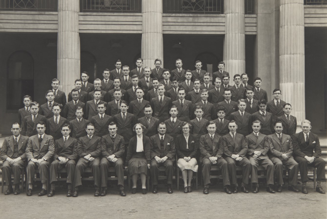 Boarders playing in the yard of Wesley College