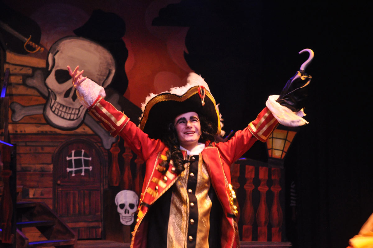 Student dressed as Captain Hook in a play