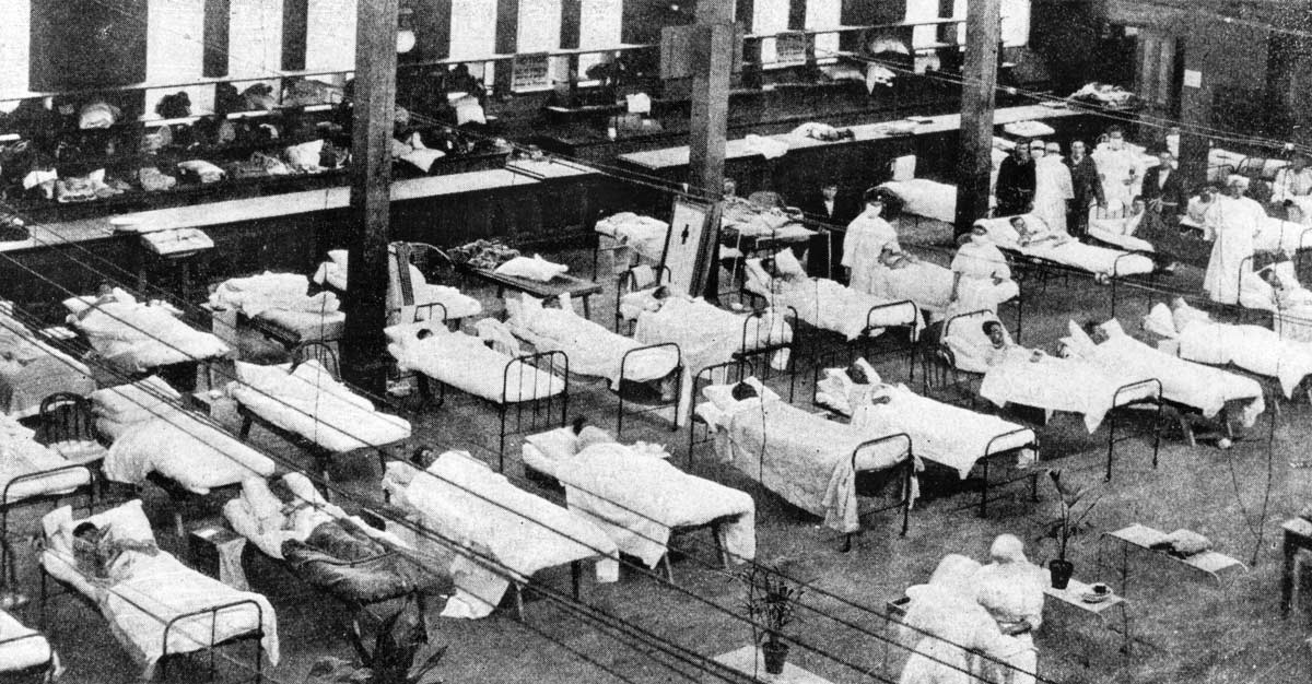 Spanish flu patients fill beds at the Exhibition Building