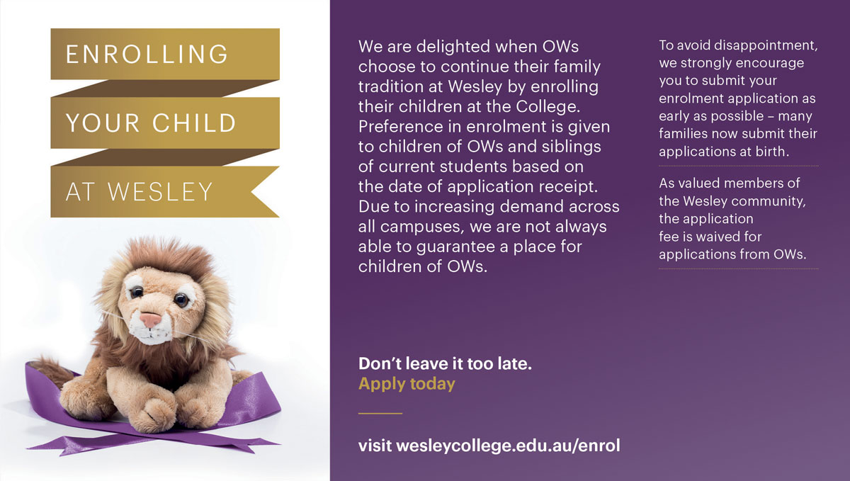 Enrol at Wesley advertisement