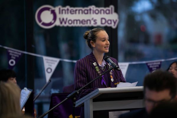 Wesley College Glen Waverly Campus Senior School girl international womens day leadership talk 600x400