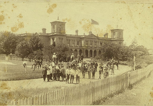 Wesley Boys in front of school