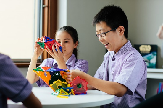 Wesley Year 7 students building 3d shapes