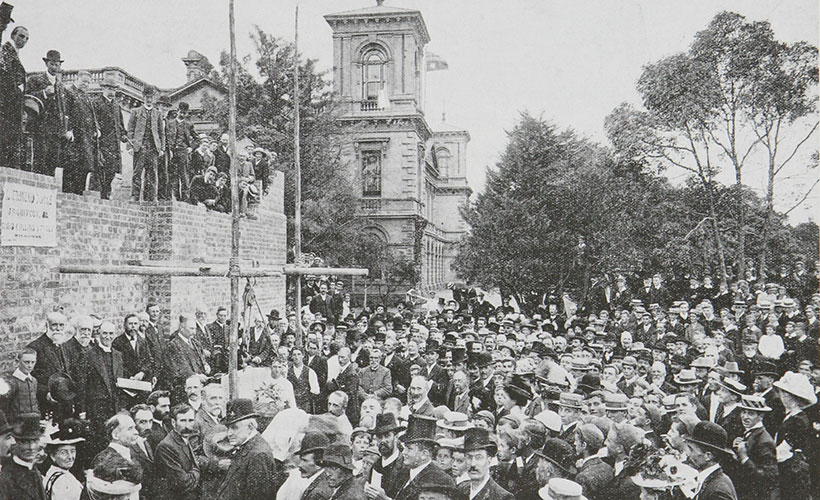 The laying of the Adamson Hall foundation stone