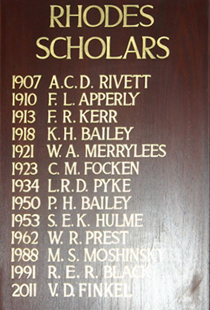 Rhodes Scholarship honour board