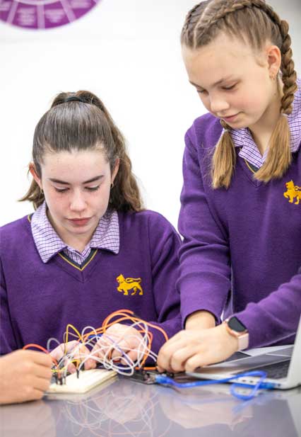 Girl students in lab