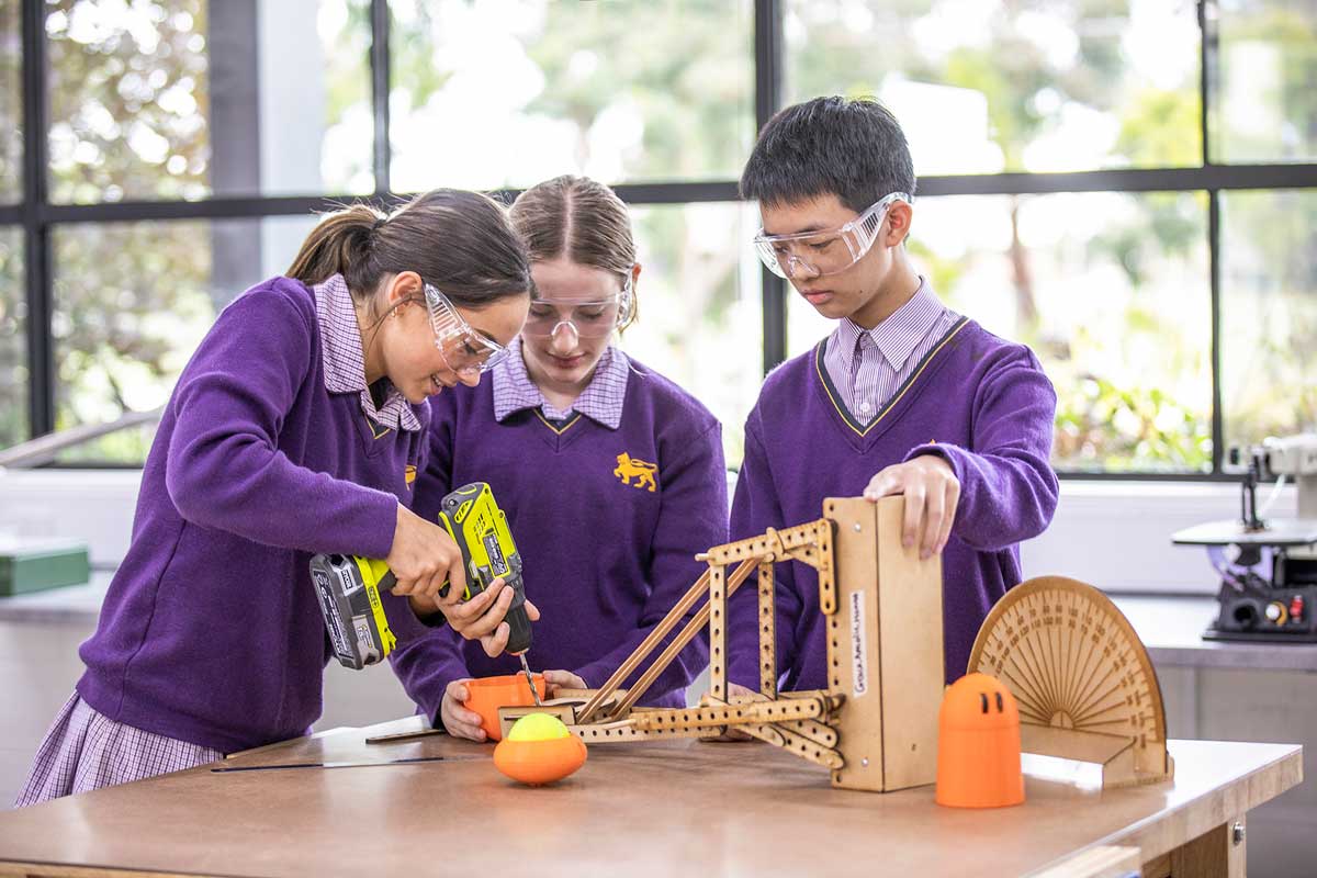 Students constructing in the Technology Centre