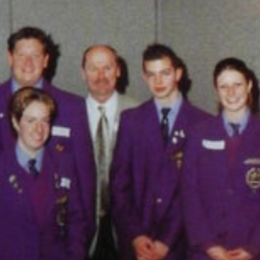 Garry Dodd with Legal Studies students at the 2002 Business Breakfast