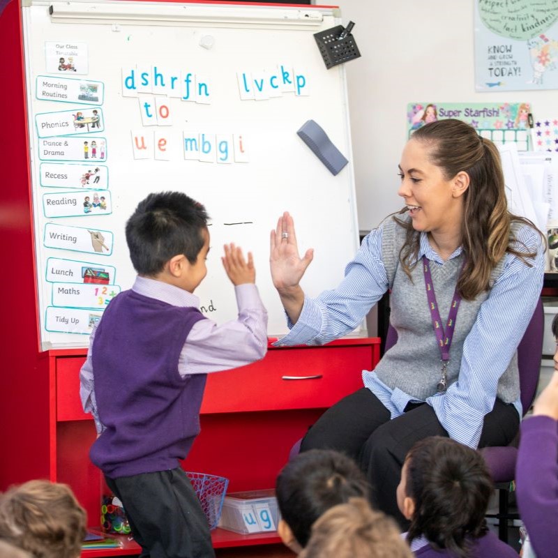 Wesley College Prep student and teacher literacy learning in the classroom