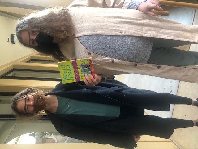 Two students dressed as book characters for Book Week