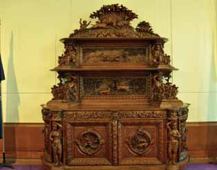 LA Adamson's intricately carved sideboard