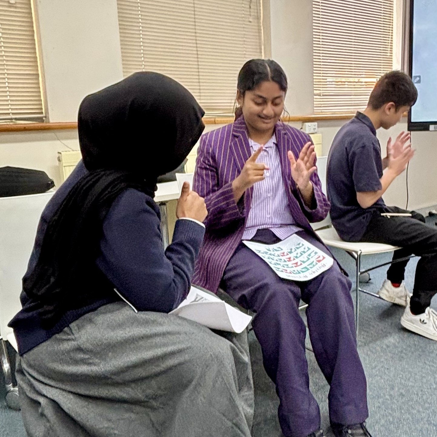 Wesley College and Victorian College for the Deaf students converse in Auslan learning and inspiring together