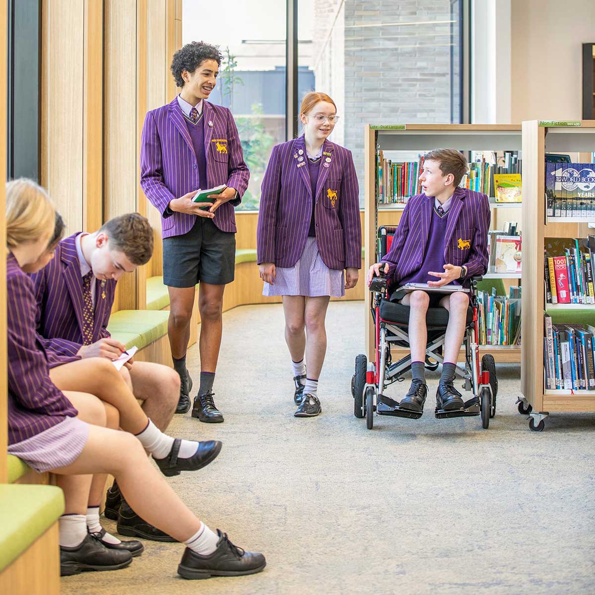 A trio of students in the school library