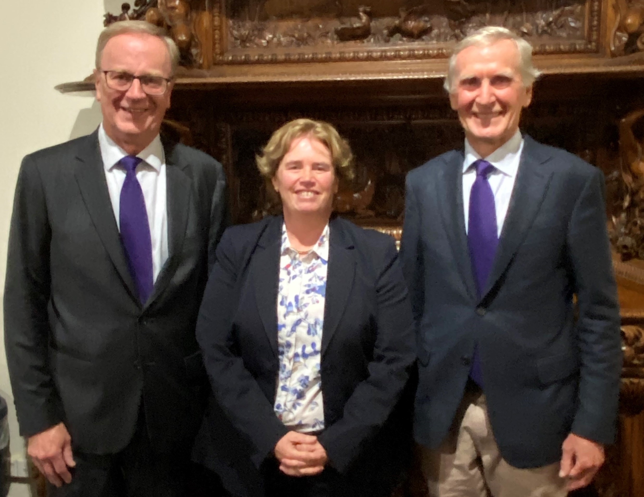 Philip Powell, Marianne Stillwell (outgoing President of the Wesley Council) and Professor Field Rickards